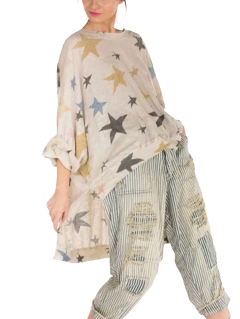 Magnolia Pearl Multicolor Boho Star Francis Hi Lo Tunic Top